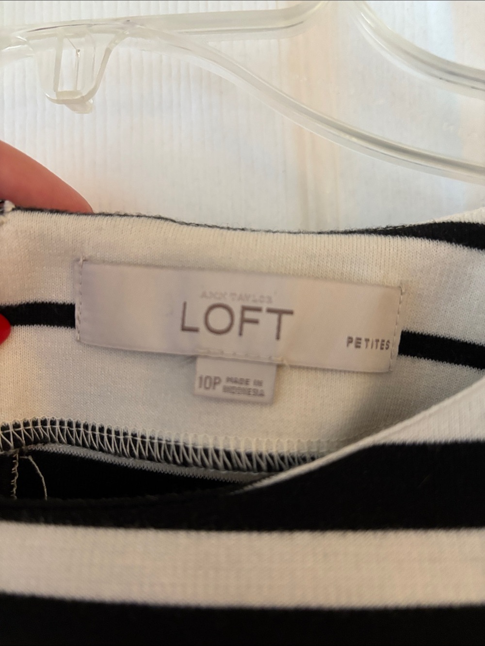LOFT Black and White Striped Cap-Sleeve Midi Dress - Picture 2 of 4